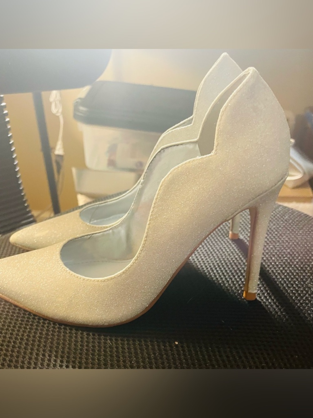 Nine West Sparkle Cream Pointed-Toe Pumps
